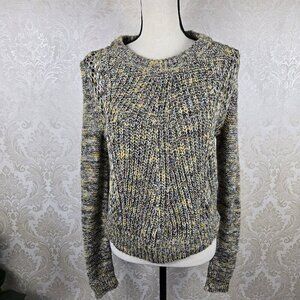 Free People Size S/M Marled Earth Toned Knit Sweater Round Neck Long Sleeve